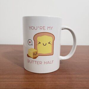Valentines Day Coffee Mug Love Cute You're My Butter Half White Brand New NWT